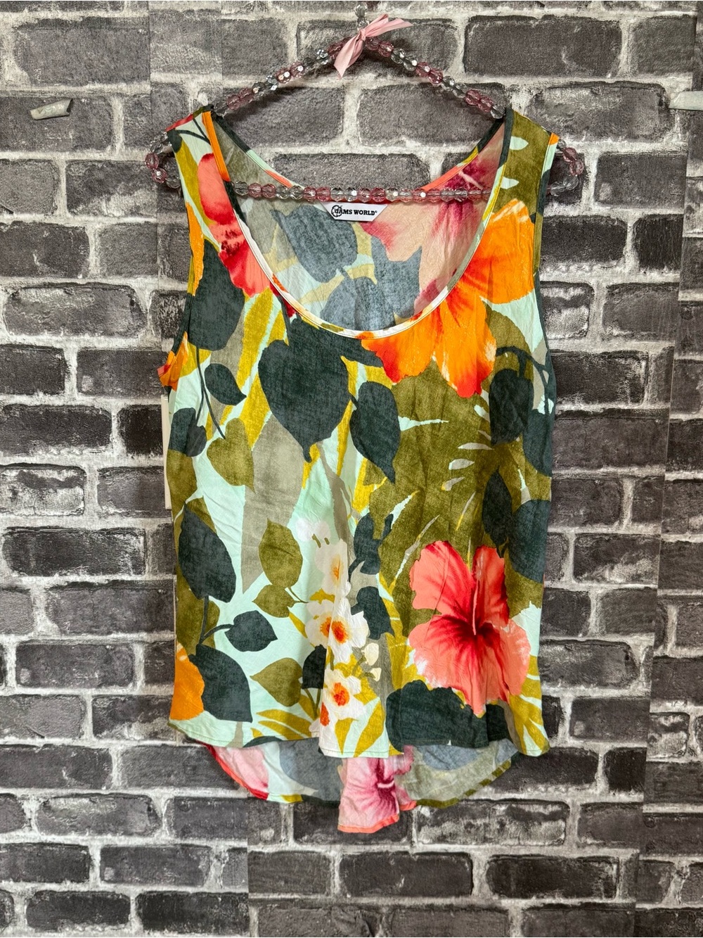 Jams World hibiscus palm print tank top
